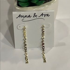 Anna & Ava Gold SPARKLY “LIVE•LAUGH•LOVE” Earrings